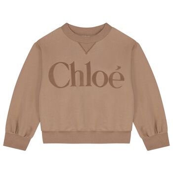 Girls Beige Logo Sweatshirt