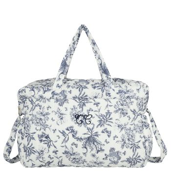 Ivory & Navy Blue Toile De Jouy Baby Changing Bag