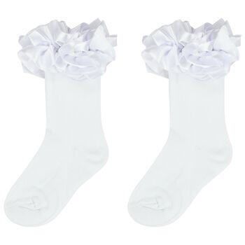 Girls White Ruffled Socks