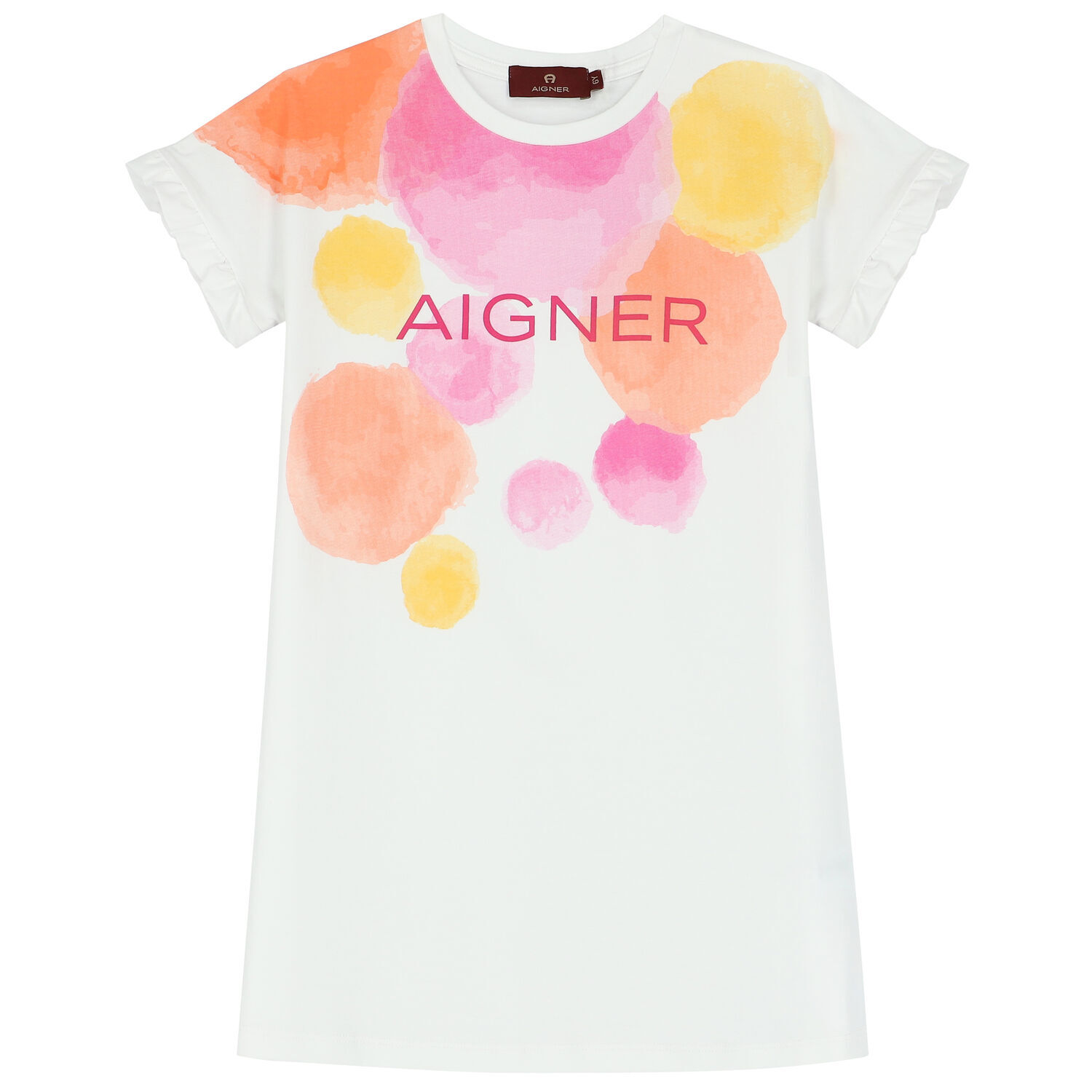 Girls White Logo Dress, 2, hi-res