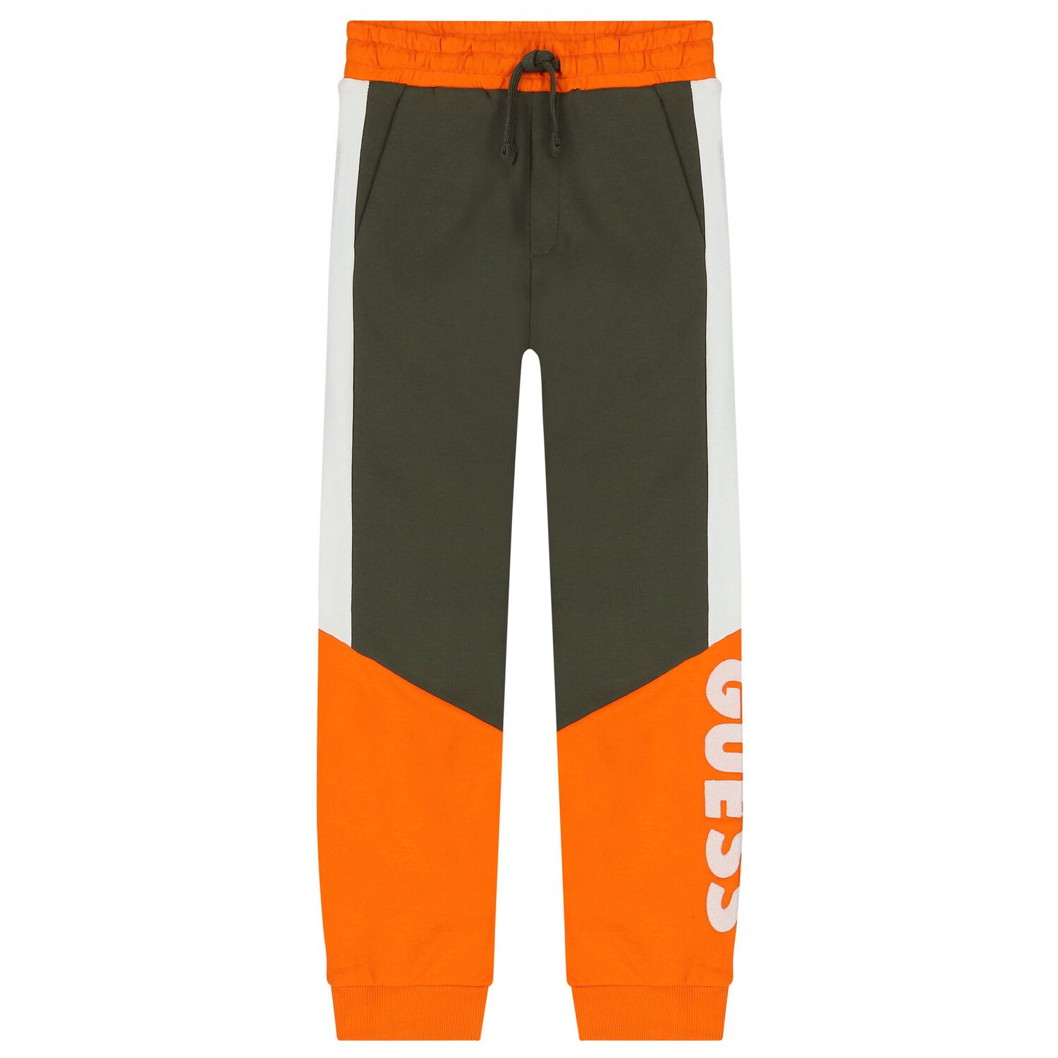 Boys Green & Orange Logo Joggers, 1, hi-res