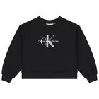 Girls Black Logo Sweatshirt, 1, hi-res