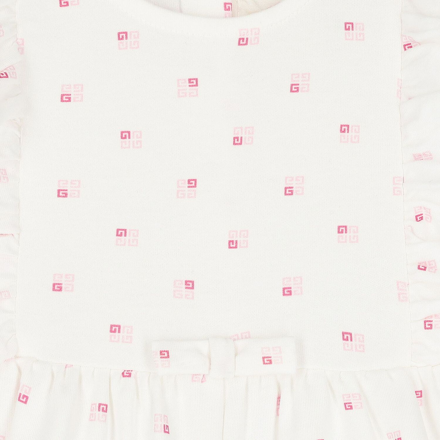 Baby Girls White & Pink Logo Romper, 1, hi-res