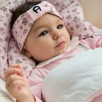 Baby Girls Pink Teddy Bear Logo Headband