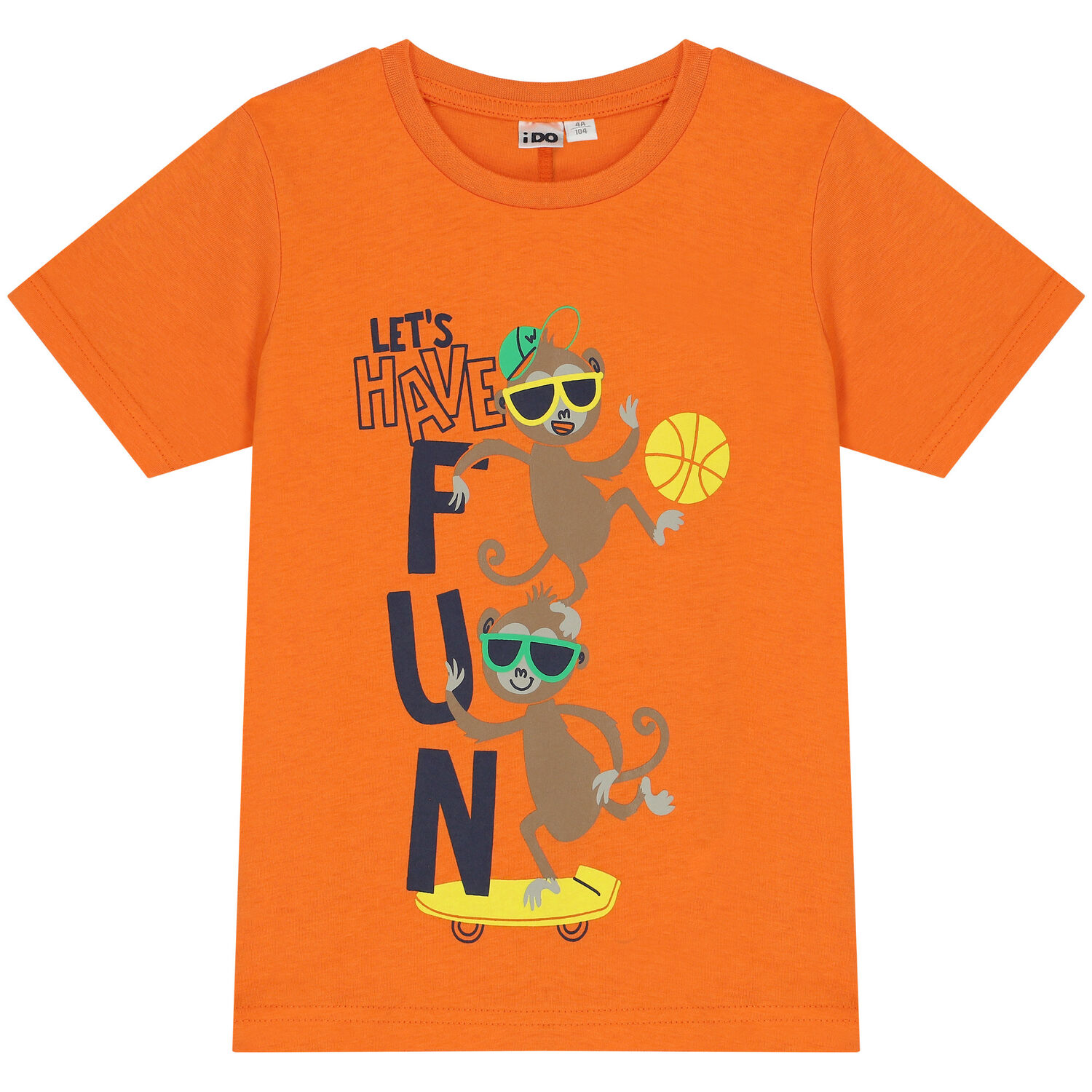 Boys Orange Monkey T-Shirt, 1, hi-res