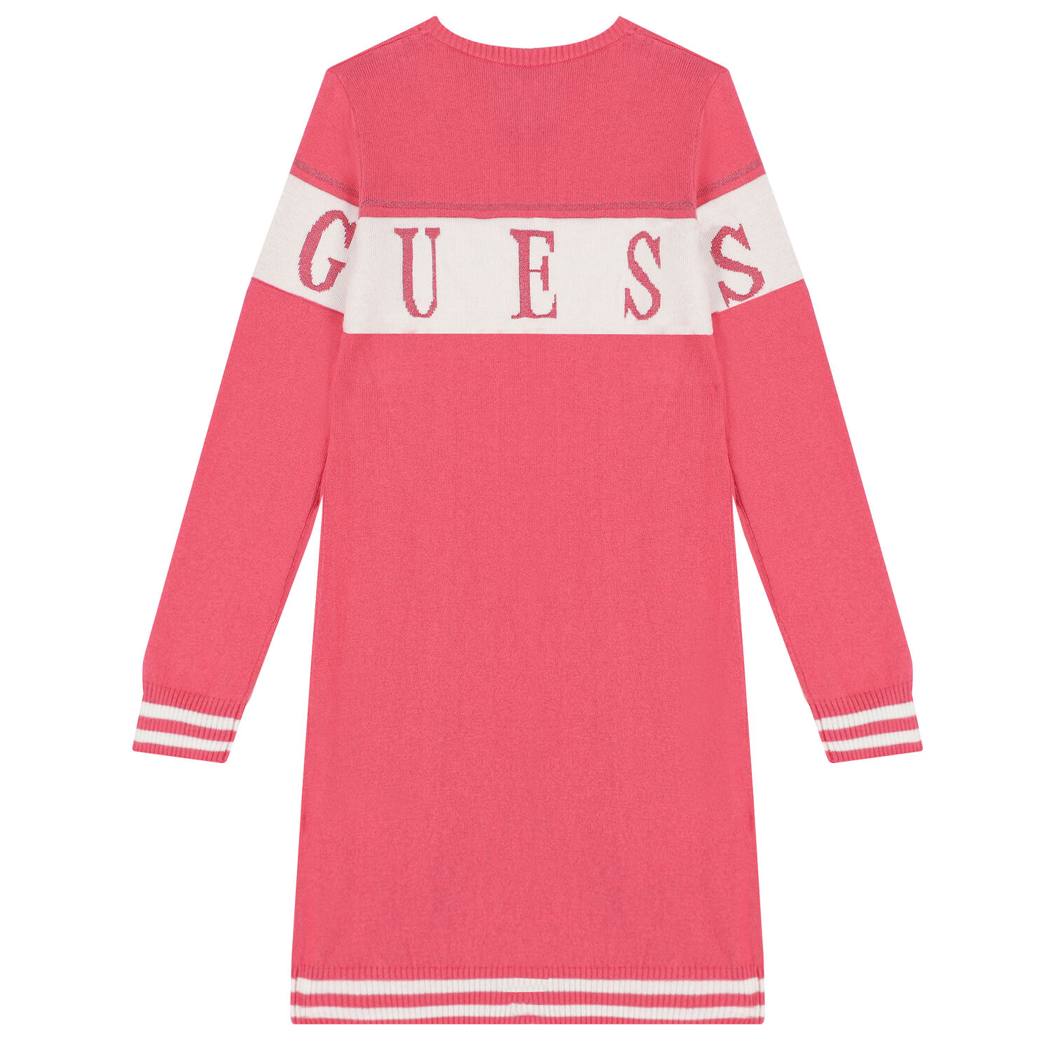 Girls Pink Logo Long Sleeve Sweater Dress, 2, hi-res