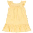 Girls Yellow Floral Embroidered Dress, 1, hi-res