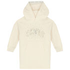 Girls Ivory Logo Hooded Dress, 2, hi-res
