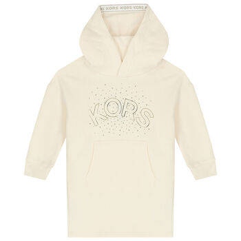 Girls Ivory Logo Hooded Dress