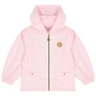 Girls Pink Logo Hooded Zip Up Top, 1, hi-res