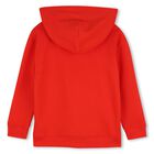 Girls Red Daisy Pocket Hooded Top, 1, hi-res