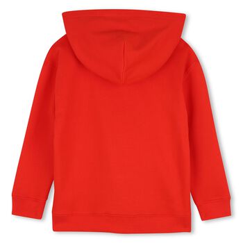 Girls Red Daisy Pocket Hooded Top