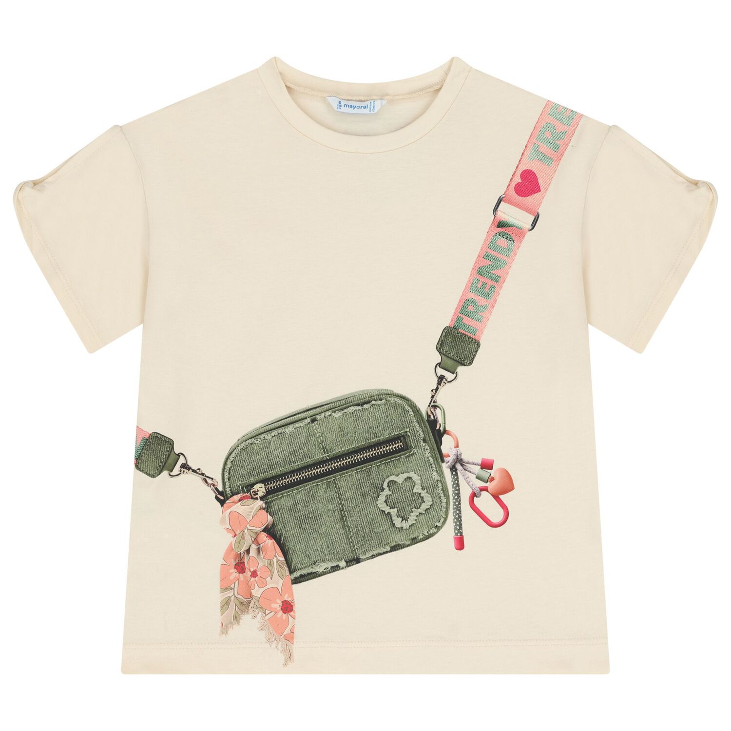 Girls Beige & Green Flower Leggings Set, 2, hi-res