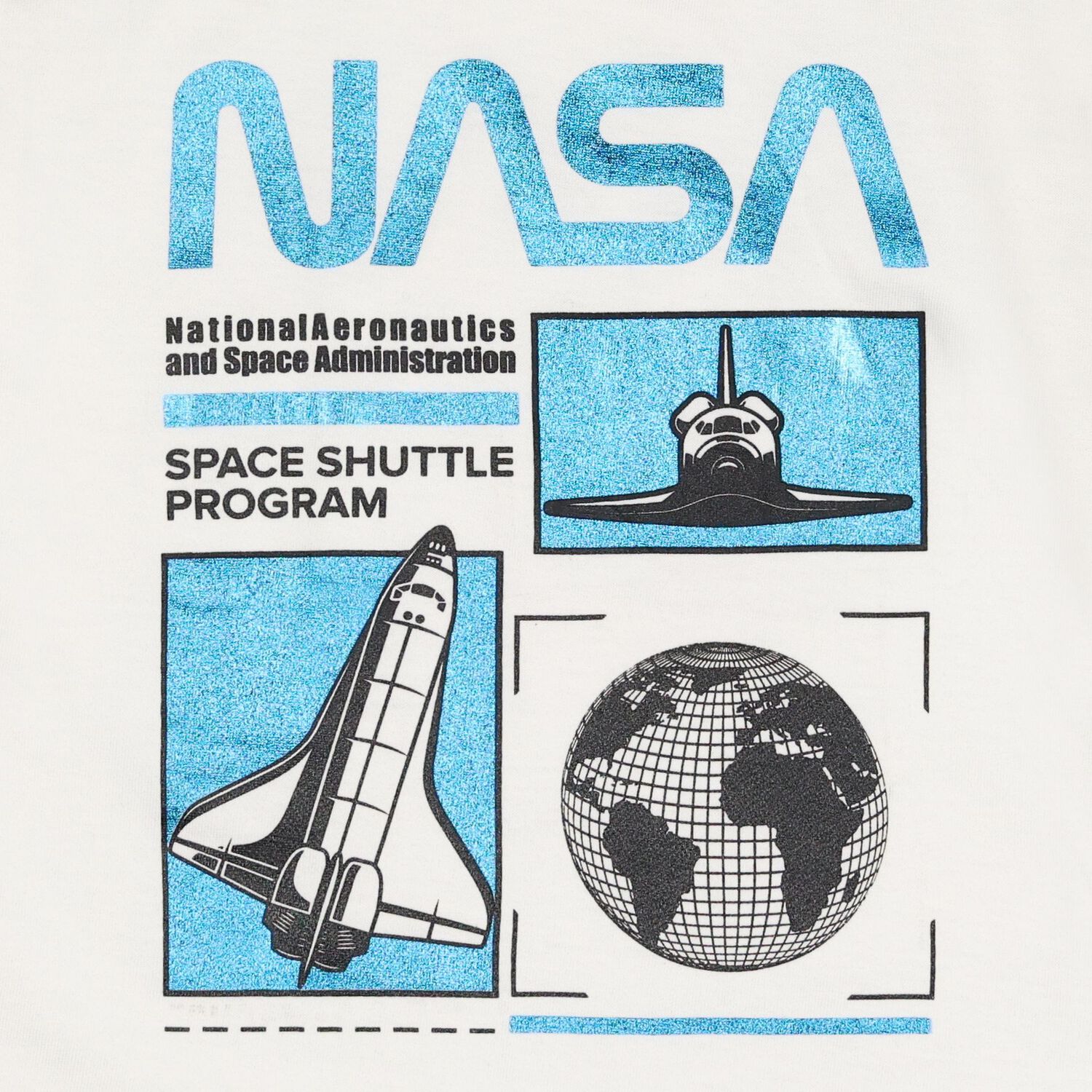 Boys White & Blue Nasa Shorts Set, 1, hi-res