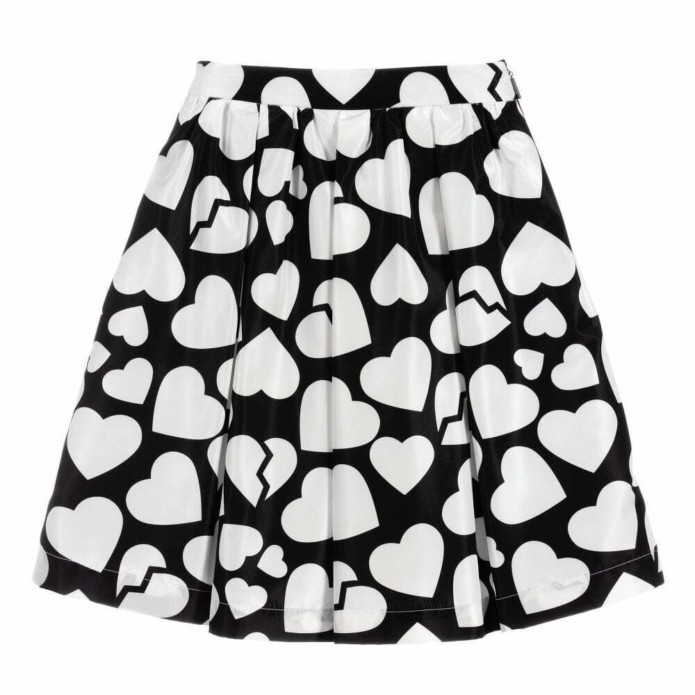 MSGM Girls Black White Printed Skirt Junior Couture UK
