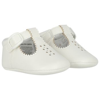 Ivory Leather Pre Walker Shoes