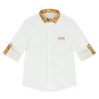 Boys White Logo Shirt, 1, hi-res