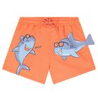 Younger Boys Orange Shark Swim Shorts Set, 3, hi-res