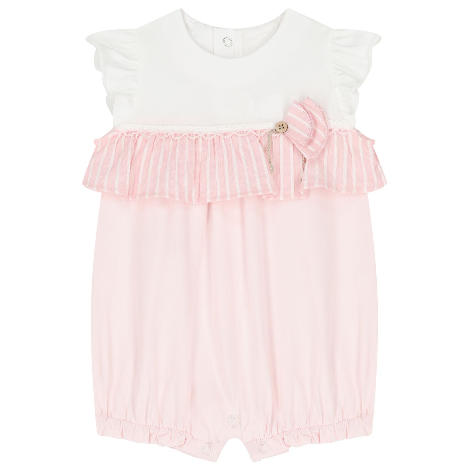 Baby Girls Pink & White Flower Romper, 2, hi-res