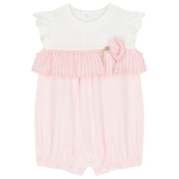 Baby Girls Pink & White Flower Romper