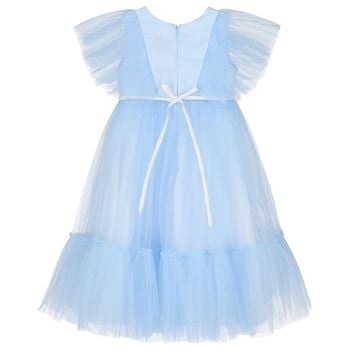 Girls Blue Ruffled Tulle Dress