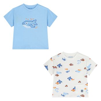 Younger Boys Blue & White T-Shirts ( 2-Pack )