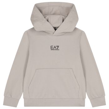 Boys Beige Logo Hooded Top