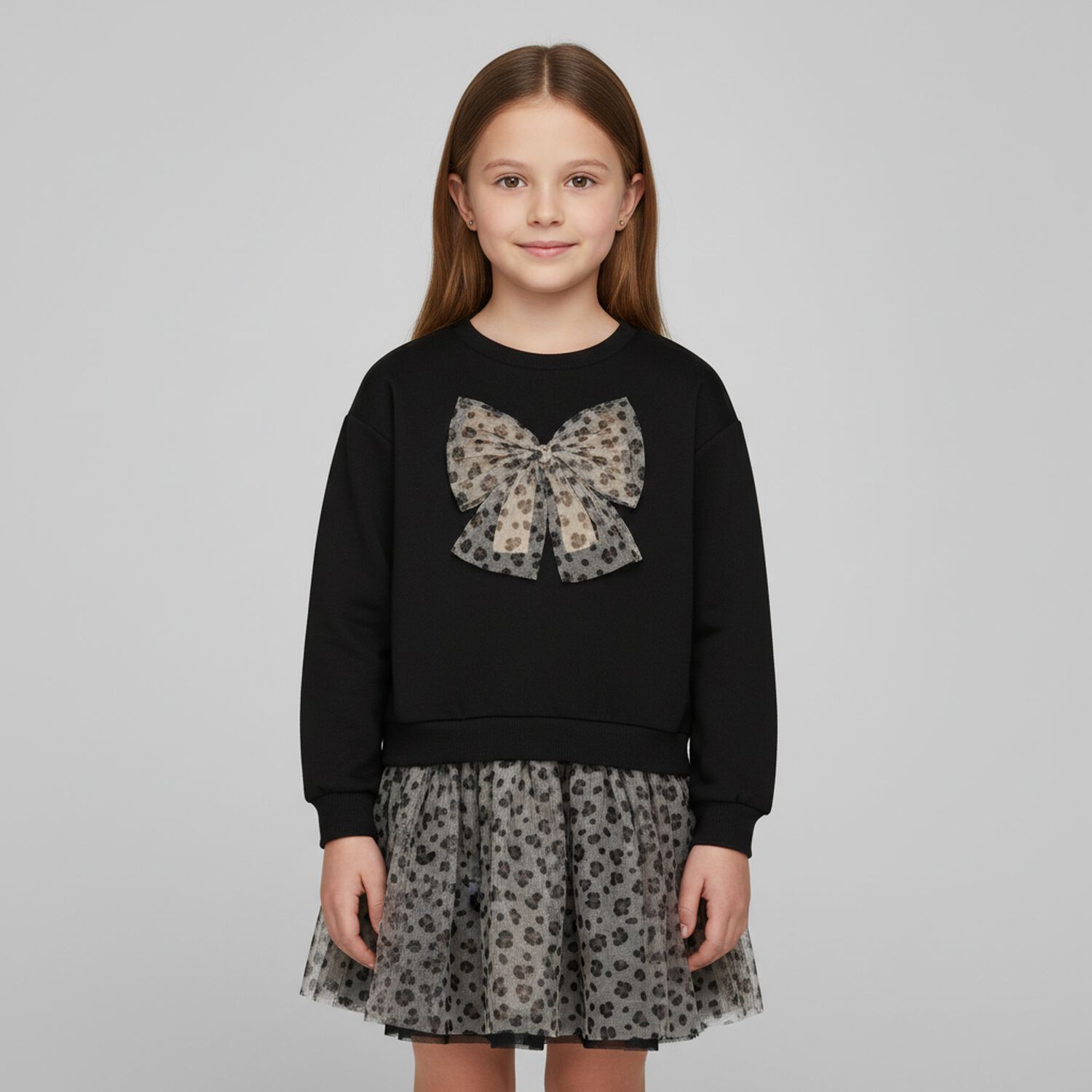 Girls Leopard Print Skirt Set, 1, hi-res