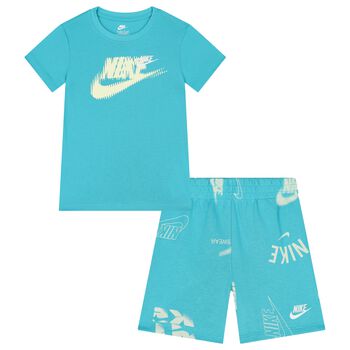 Boys Blue Logo Shorts Set