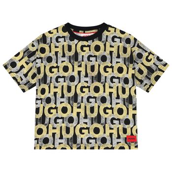 Boys Black Monogram Logo T-Shirt