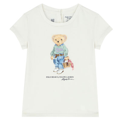 Baby Girls White Bear Logo T-Shirt