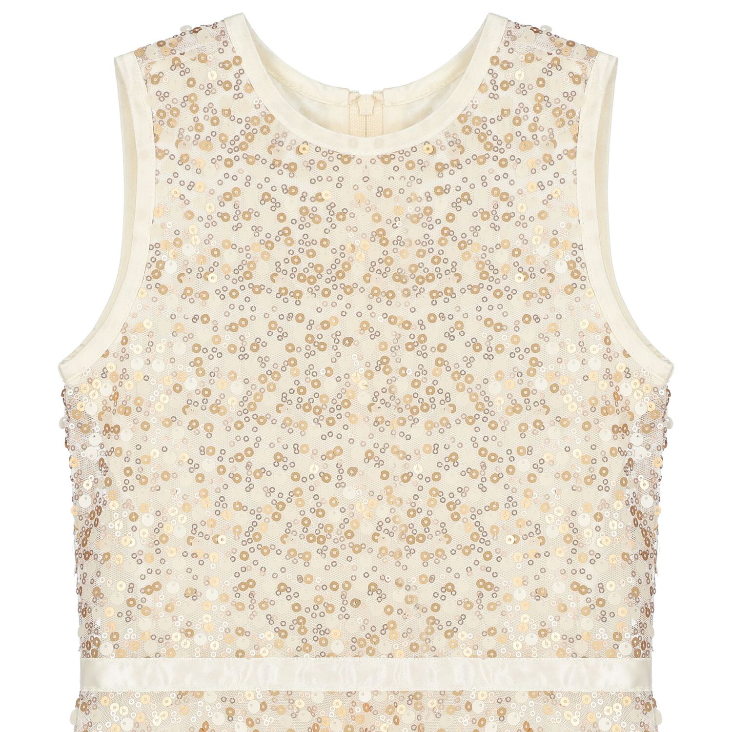 Girls Ivory & Gold Sequins Dress, 1, hi-res image number null