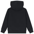 Boys Black Polo Bear Hooded Top, 1, hi-res