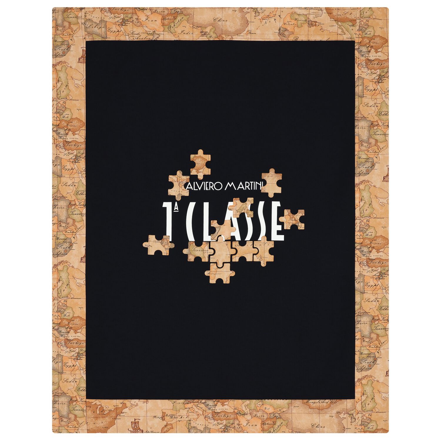 Baby Boys Navy Blue & Beige Geo Map Baby Blanket, 1, hi-res