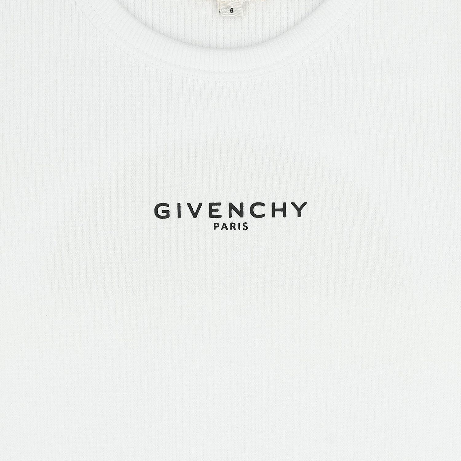 Girls White Logo Ribbed Dress, 1, hi-res