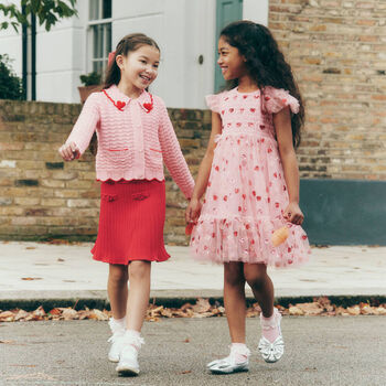 Girls Pink Heart Sequin Dress