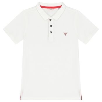 Boys White Logo Polo Shirt