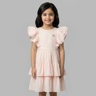 Girls Pink Logo Tiered Dress, 2, hi-res