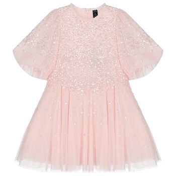 Girls Pink Sequin Tulle Dress 