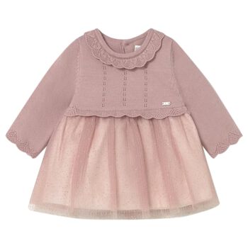 Baby Girls Pink Knitted & Tulle Dress