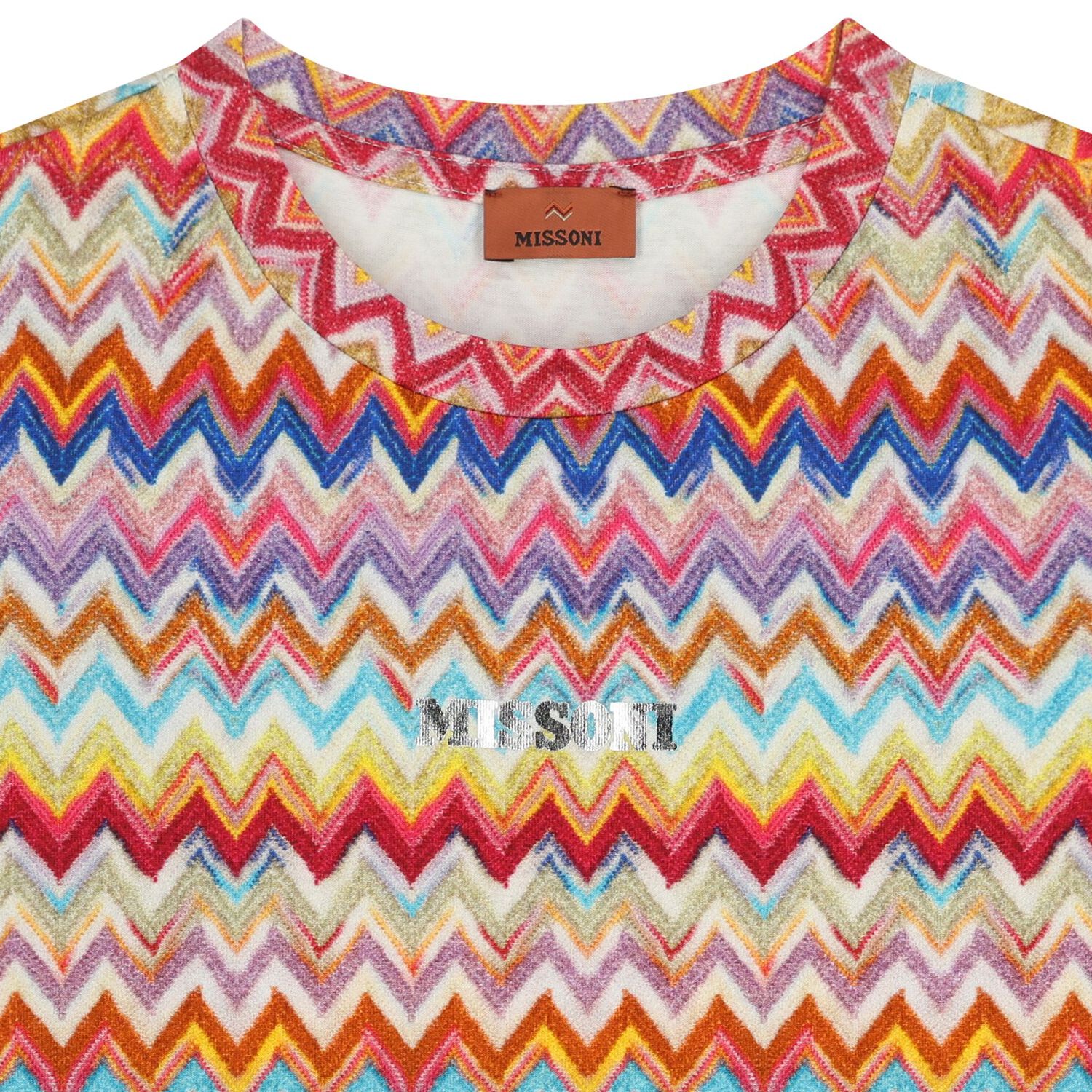 Girls Multi-Coloured Logo Zig Zag T-Shirt, 2, hi-res