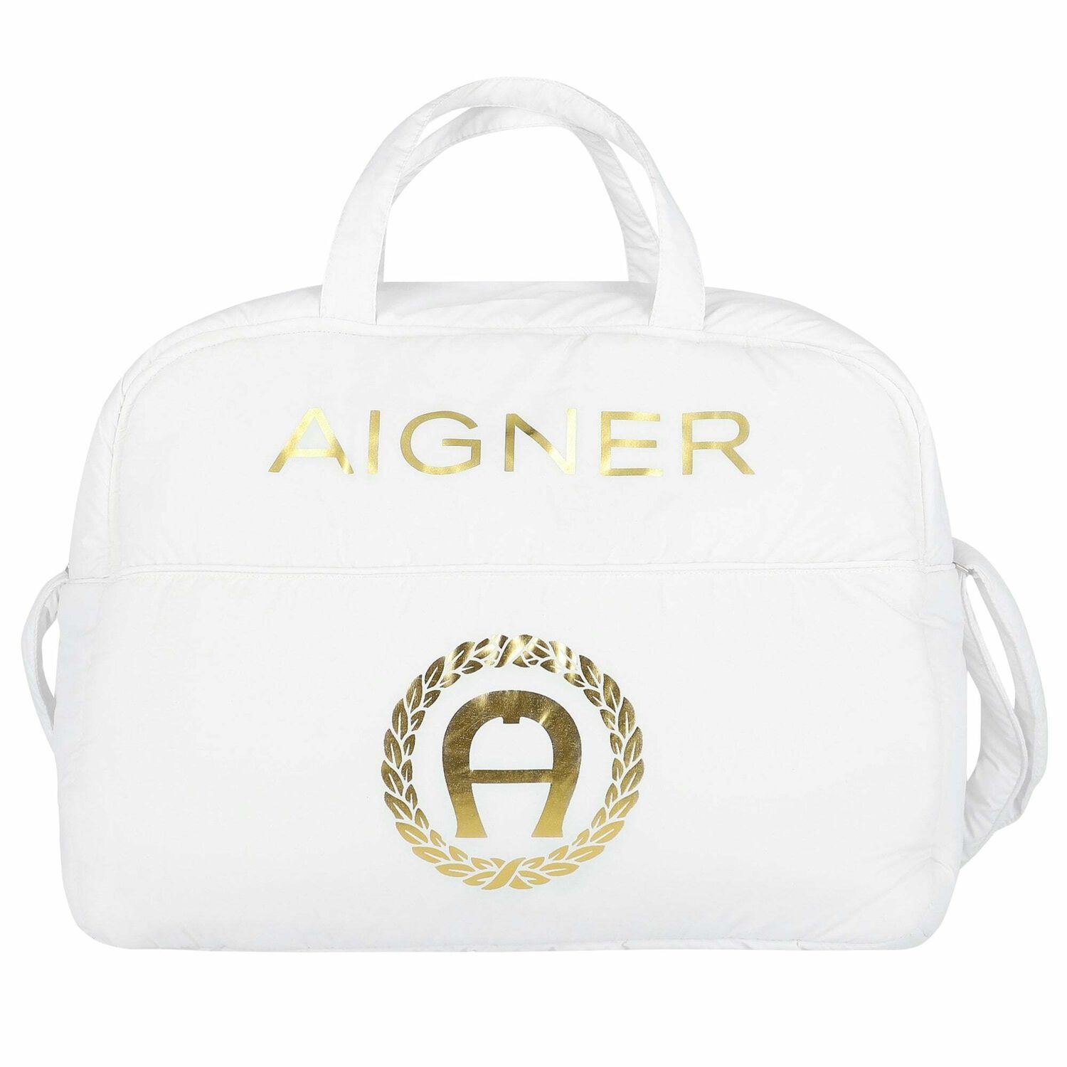 White & Gold Baby Changing Bag, 1, hi-res