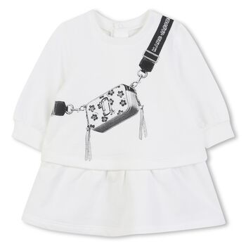 Younger Girls White Logo Bag Dress