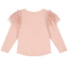 Girls Pink Lace Long Sleeve Top, 1, hi-res
