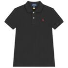 Boys Black Logo Polo Shirt , 1, hi-res