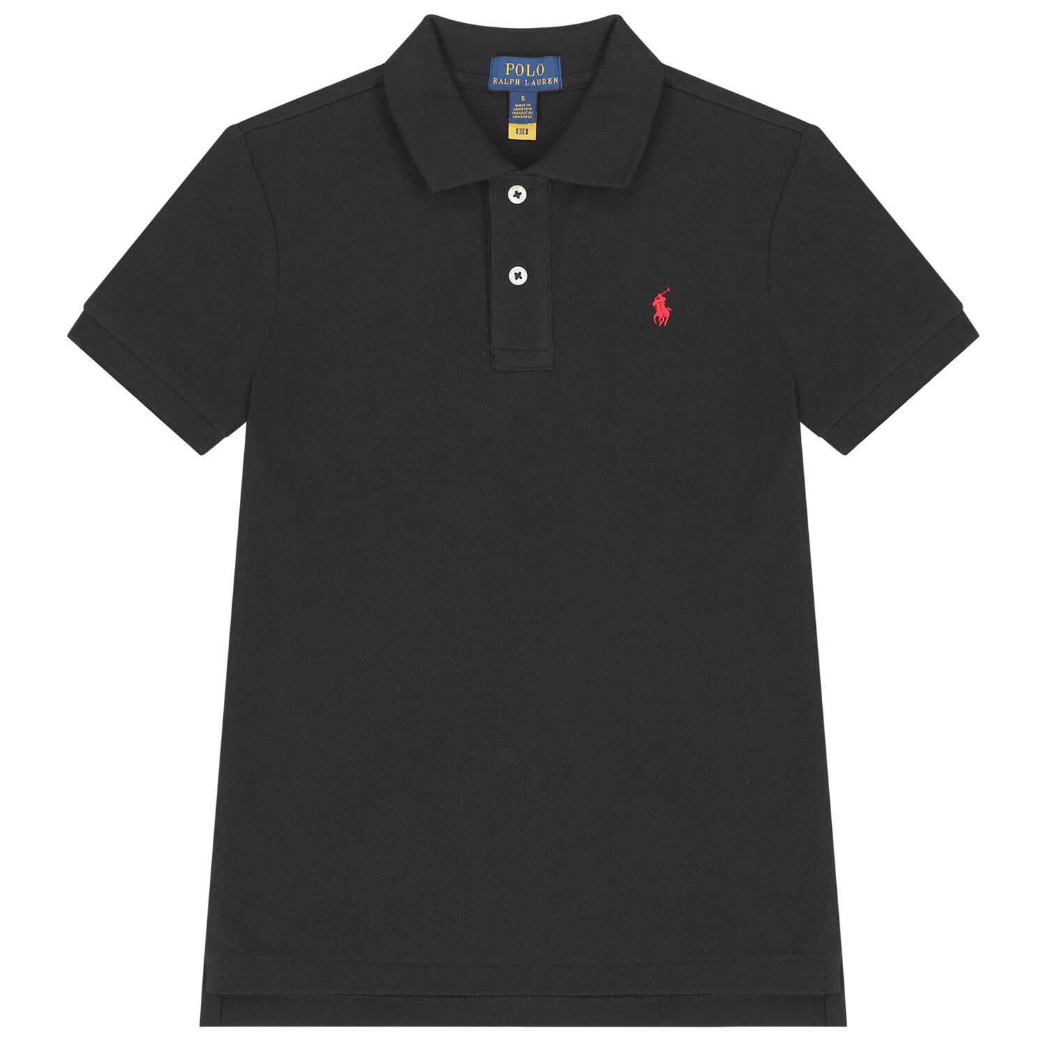 Boys Black Logo Polo Shirt , 1, hi-res