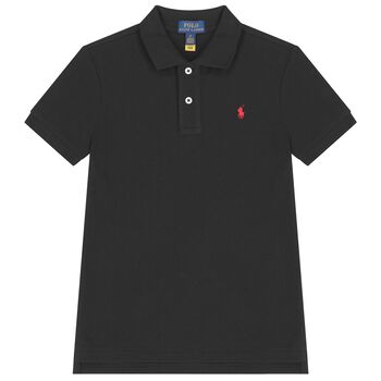 Boys Black Logo Polo Shirt 