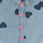 Girls Blue Heart Denim Playsuit, 1, hi-res