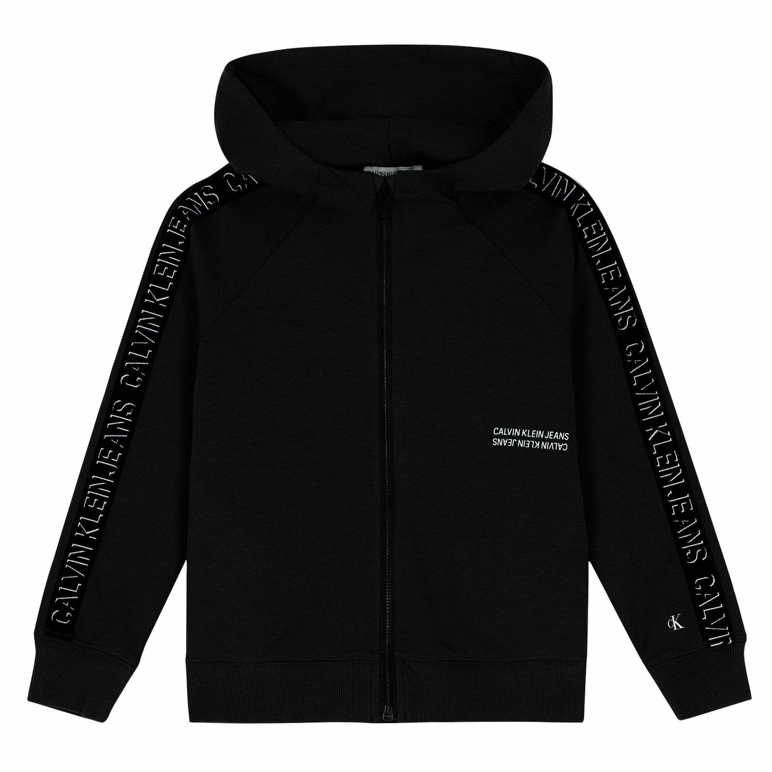 Boys Black Logo Zip Up Top, 2, hi-res