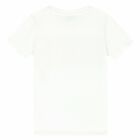 Boys White Logo Printed T-shirt, 1, hi-res